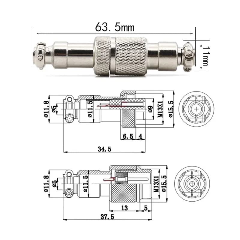 Tap Connector | GX12 Aviation Plug & Socket | 2-7 Pin 12mm Set - Thumbnail 4