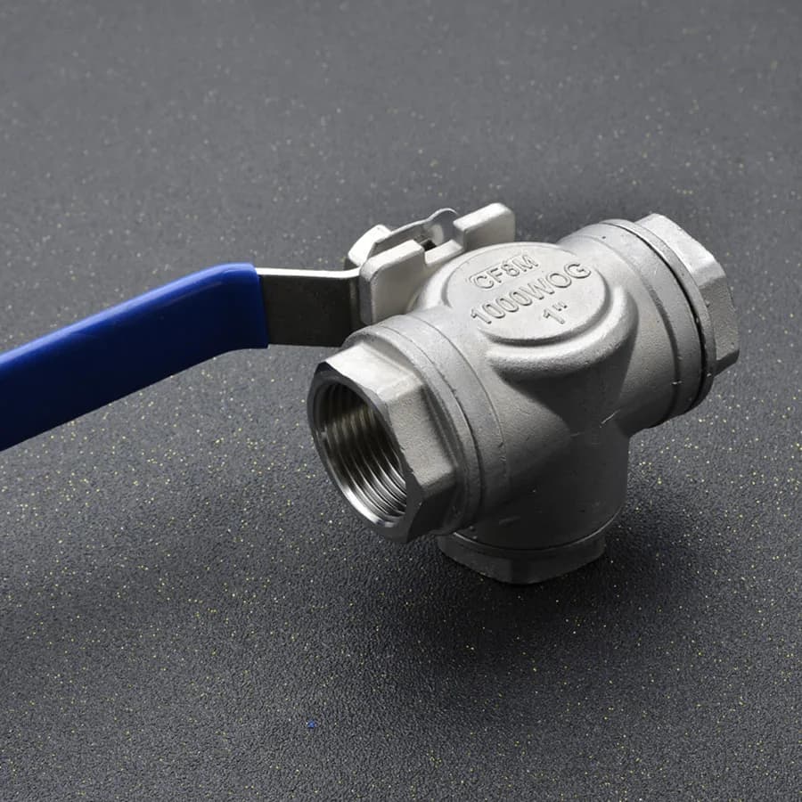 Stainless 304 Steel 3-Way Ball Valve | Full Port BSP Female | Water, Oil, Air, Gas - Thumbnail 4