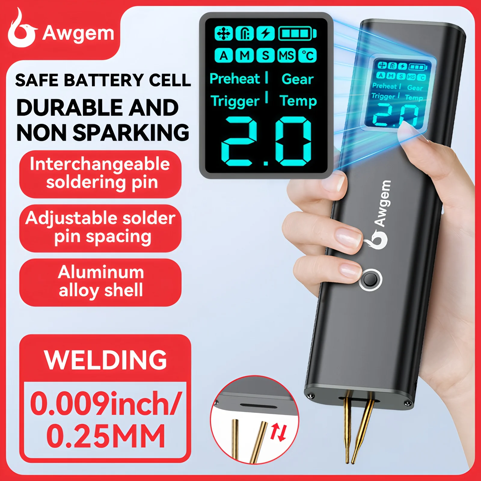 Portable Spot Welder | 90-Gear Adjustable Power | For 18650 Battery DIY - Thumbnail 2