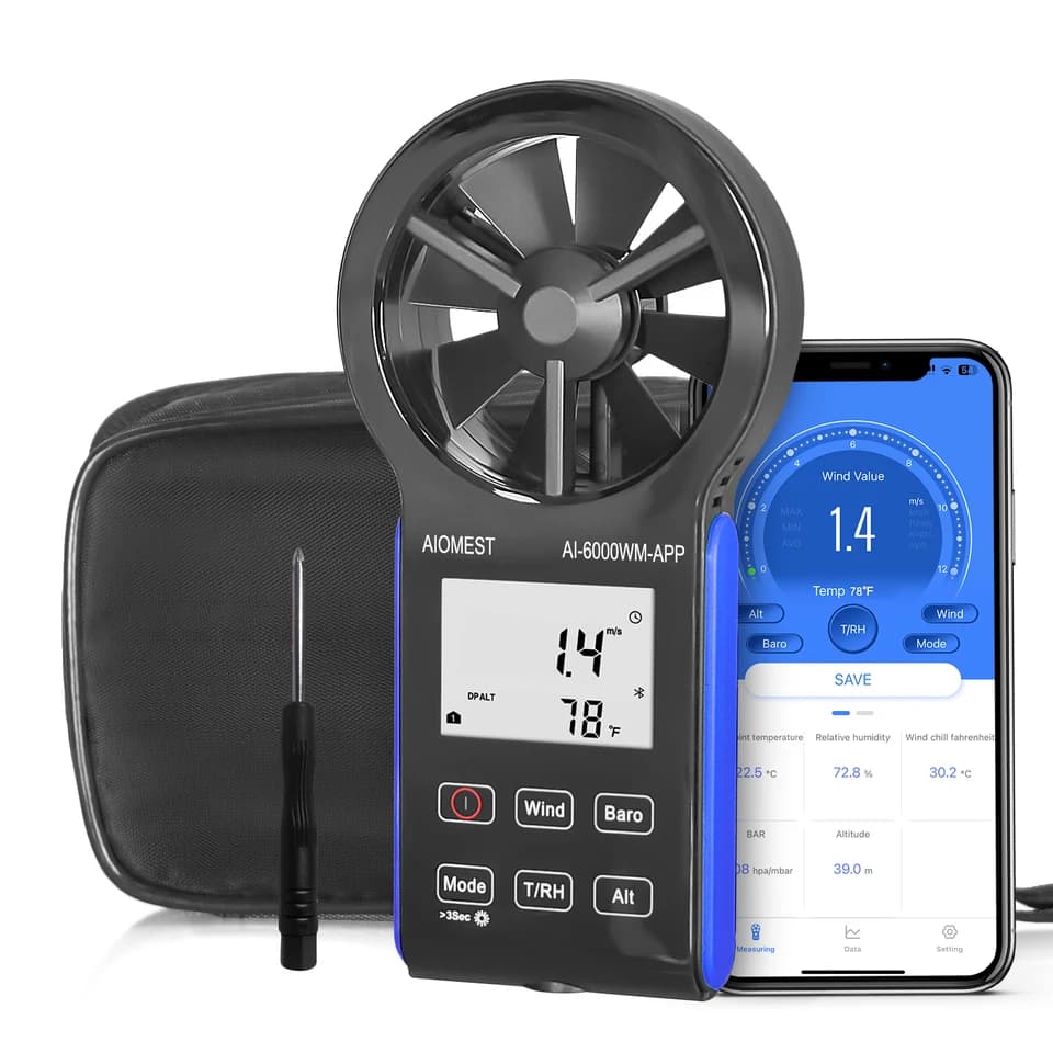 HoldPeak 6000-WM-APP Anemometer | Bluetooth Wind Flow Meter | Waterproof & Dustproof - Thumbnail 7