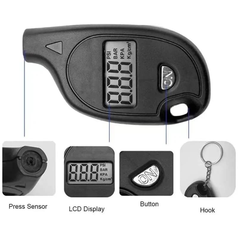 Tire Pressure Gauge | Backlit LCD | 250 PSI for Cars & Motorcycles - Thumbnail 5