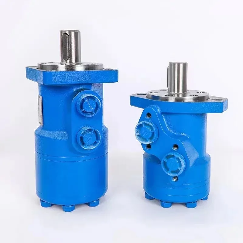 BM1 Series high-torque cycloidal hydraulic motor with a flat key shaft, available in sizes from 50 to 500.