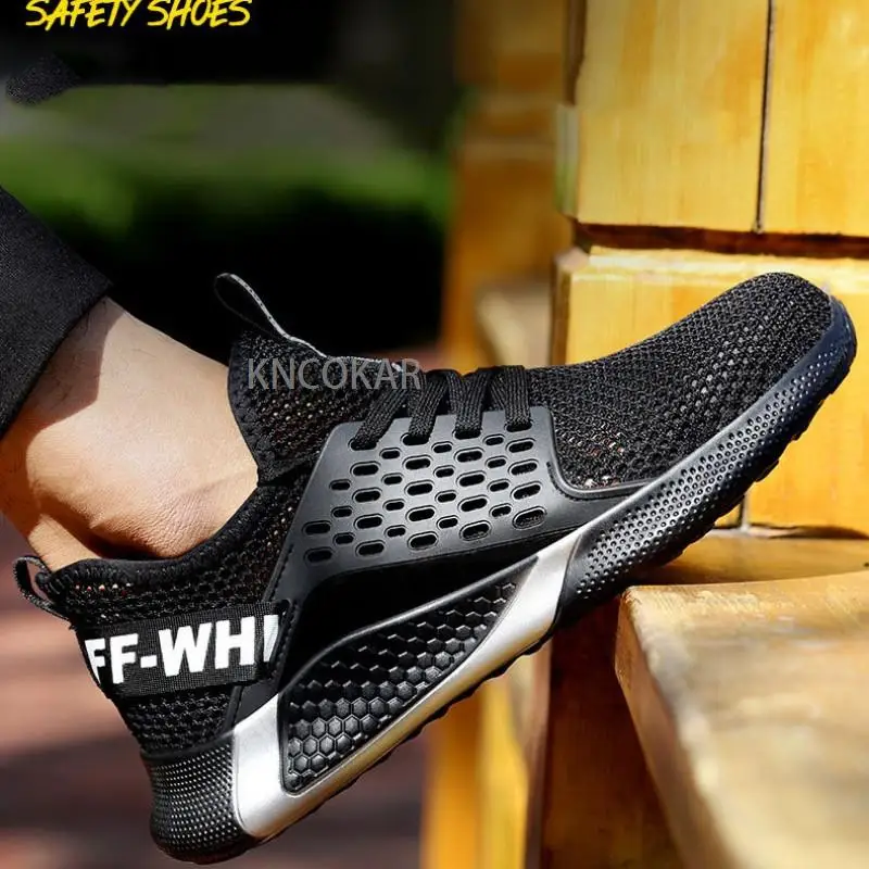 Summer Work Shoes Steel Toe | Lightweight Breathable Safety Trainers | Anti-Smash Protection - Thumbnail 6
