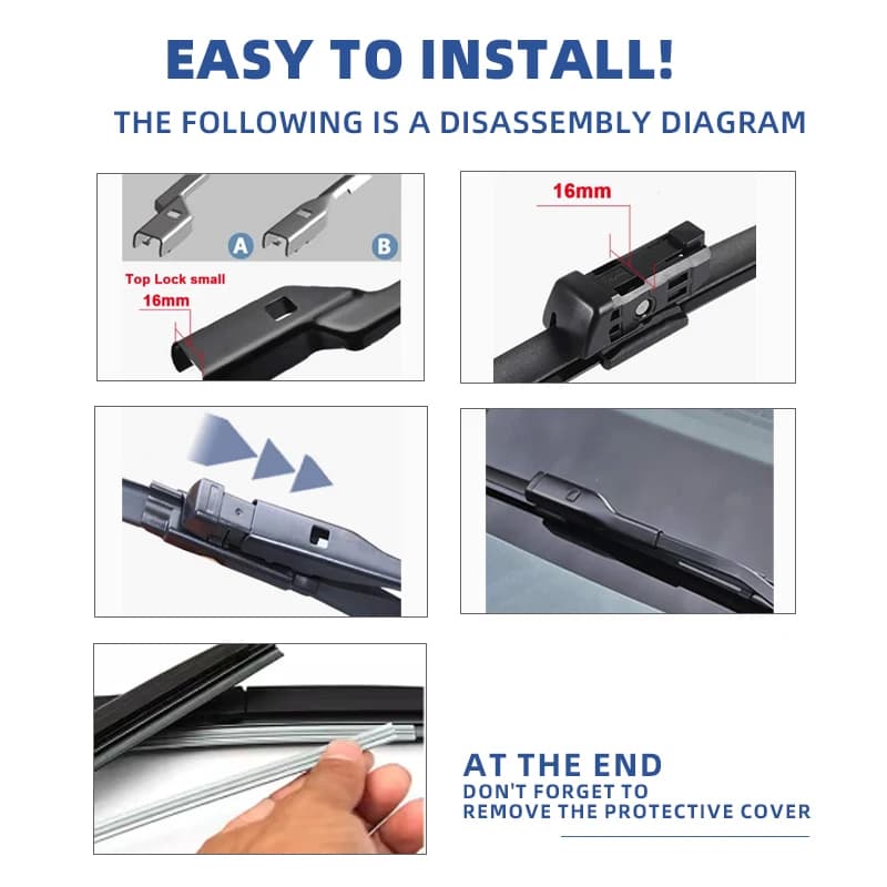 26 Inch Front Wiper Blade Set | All-Weather Windscreen Wipers | For Peugeot 208 - Thumbnail 4