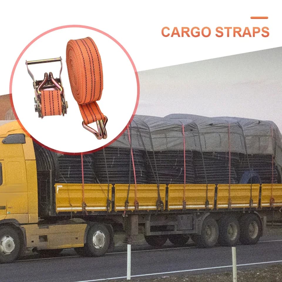 40mm Ratchet Tie Down Straps Heavy Duty | 6/8/10M Truck Strapping | Secure Fastening Tow Strap - Thumbnail 4