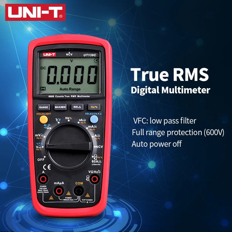 UNI-T UT139C Digital Multimeter | True RMS, 6000 Count | Voltmeter, Temperature - Thumbnail 4