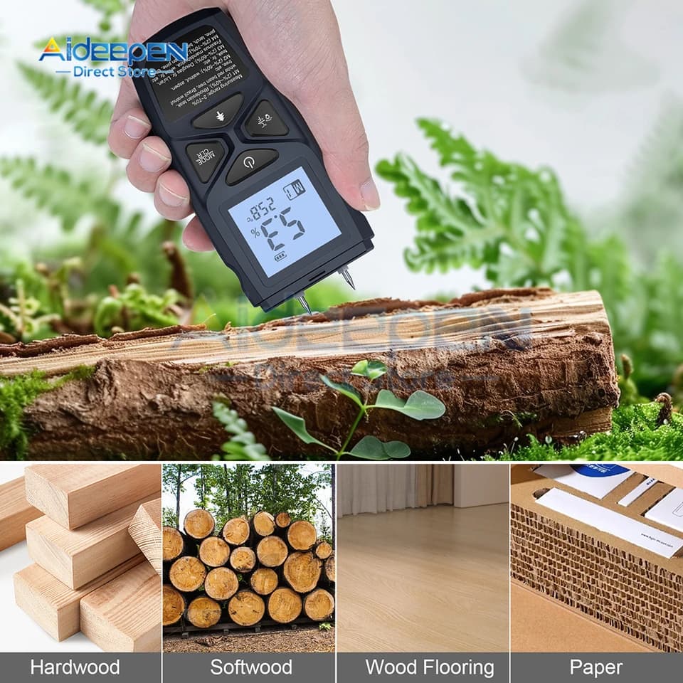Moisture Meter | Digital Two-Pin Sensor | Backlit LCD for Lumber - Thumbnail 3