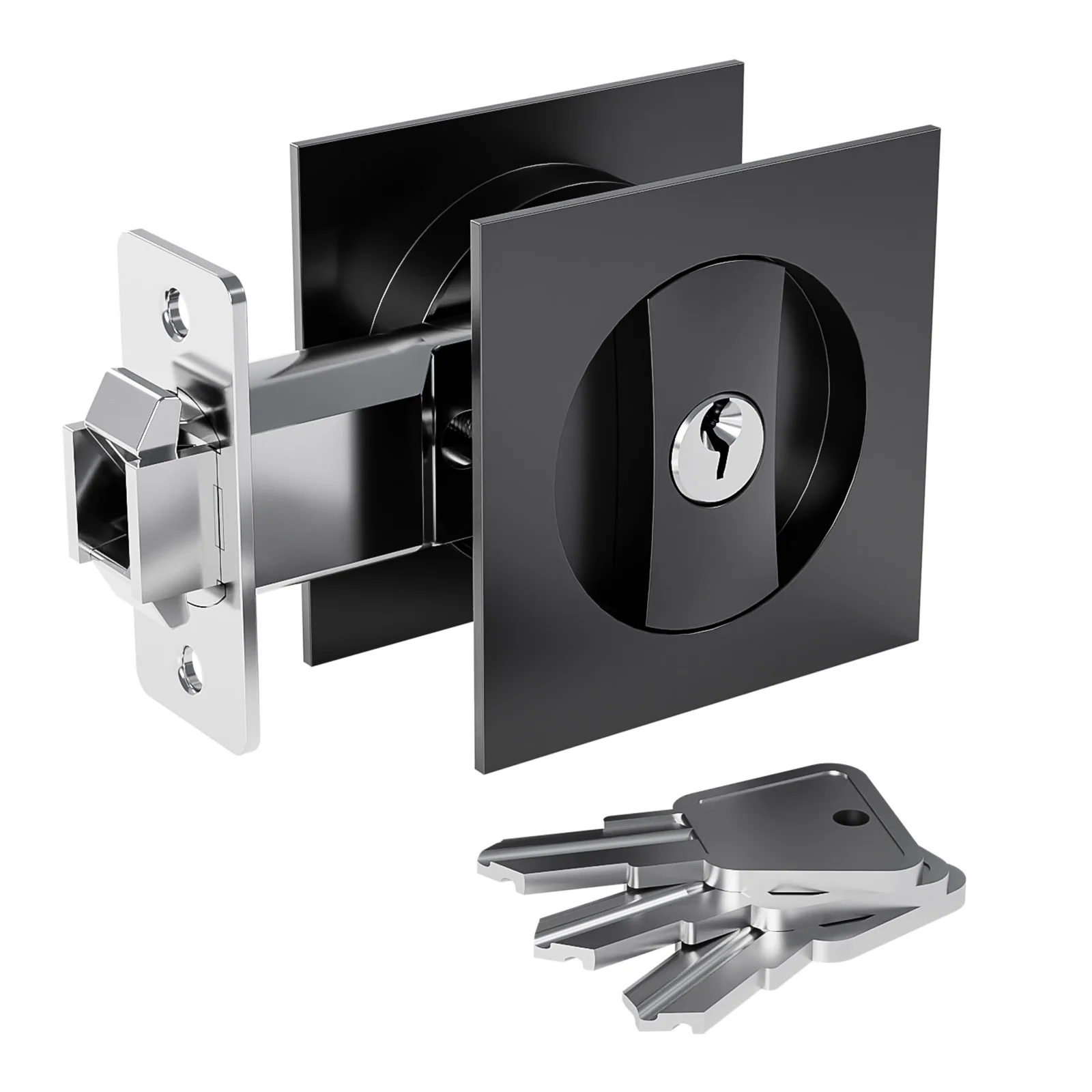 Barn Door Lock | Invisible & Durable Design | 3 Keys & Handle Included