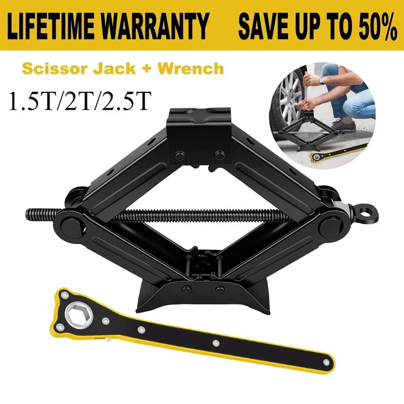 2 Ton Scissor Jack Kit | Extendable Wheel Wrench | Car & SUV Tyre Tool - Thumbnail 3