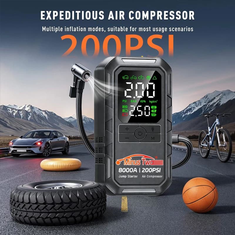 Jump Starter with 150PSI Air Compressor | Digital Tyre Inflator | Car Battery Charger - Thumbnail 5