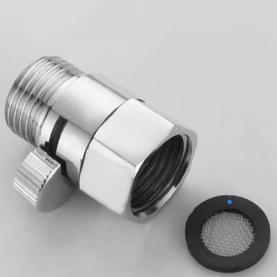 Brass Bathroom Shower Flow Control Valve | Straight Shut-off | Angle Tap Accessory - Thumbnail 4