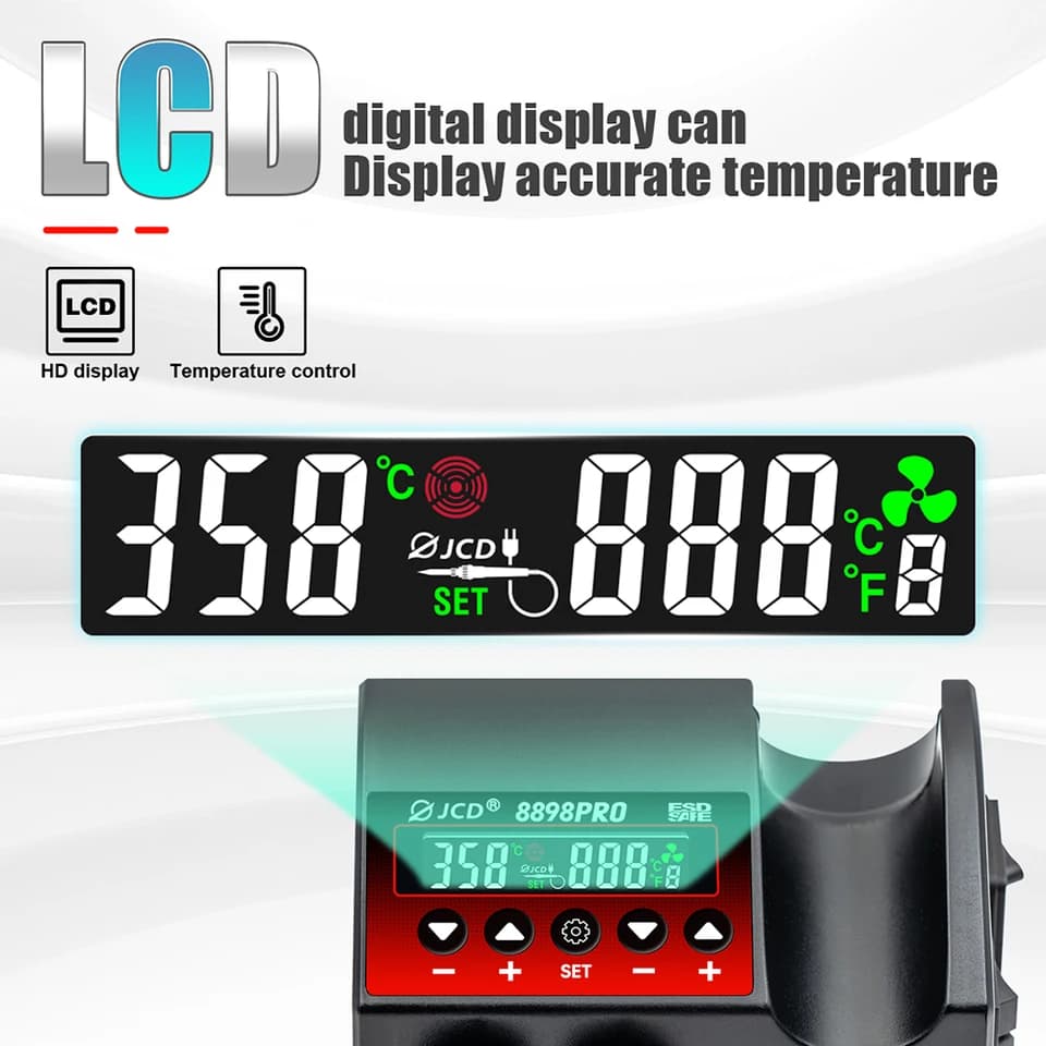 8898Pro Soldering Station Heat Gun | LCD Digital Display | SMD BGA IC Repair - Thumbnail 8