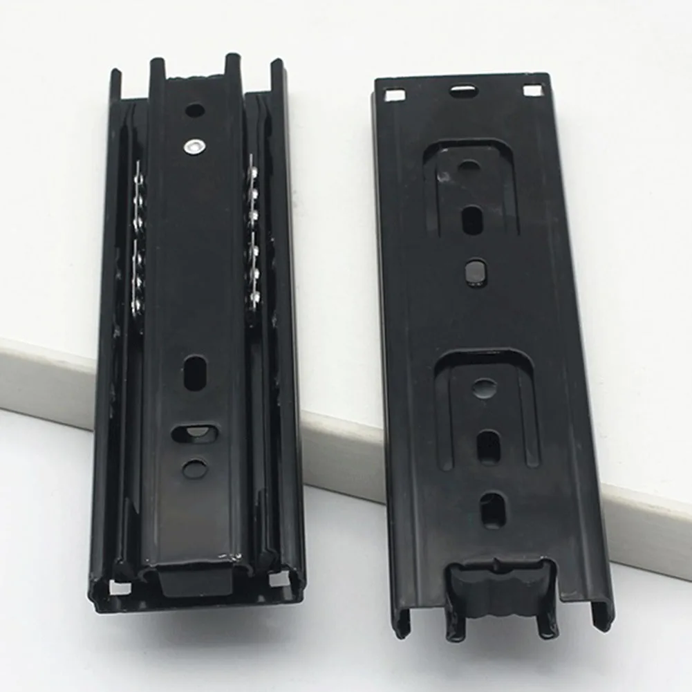 2Pcs 6 Inch side mount ball bearing drawer slides, telescopic slide rails for smooth cabinet and furniture extension.