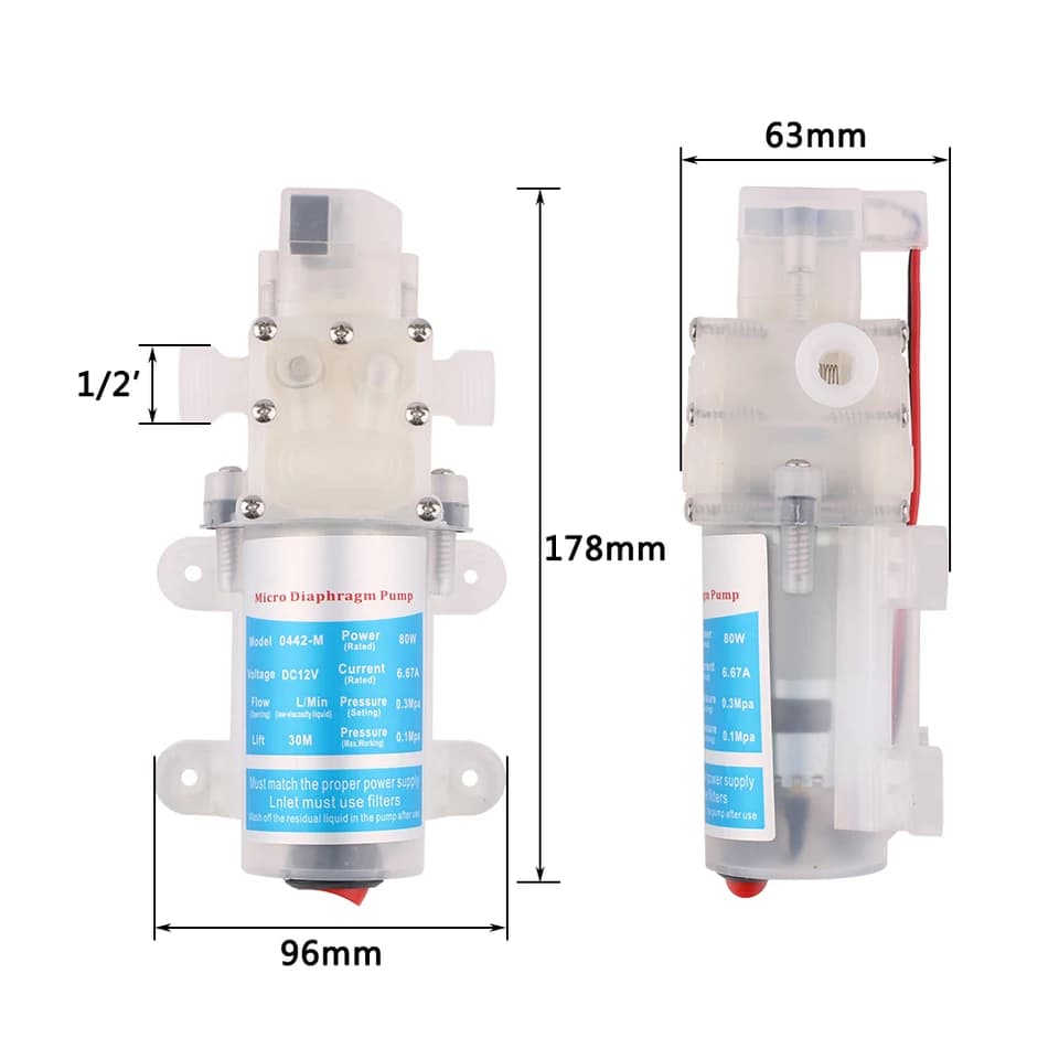 Condensate Pump 70/80W | Sanitary Self-Priming DC 12V | Food Grade Alcohol/Water - Thumbnail 6