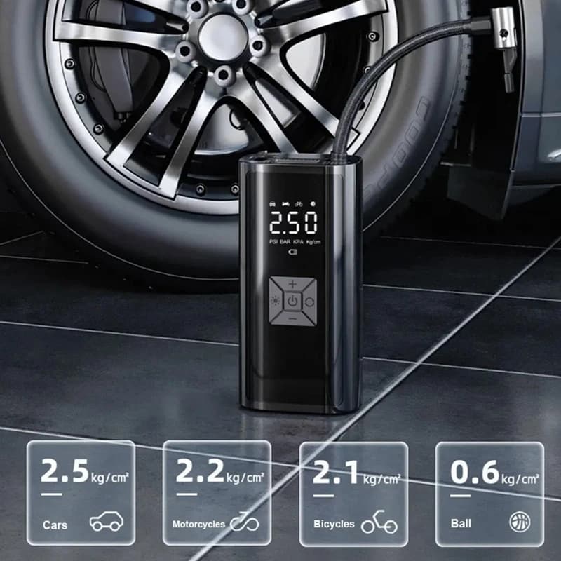 Portable Tyre Inflator 150psi | Wireless Electric Air Pump | Car, Bike, Motorbike - Thumbnail 4