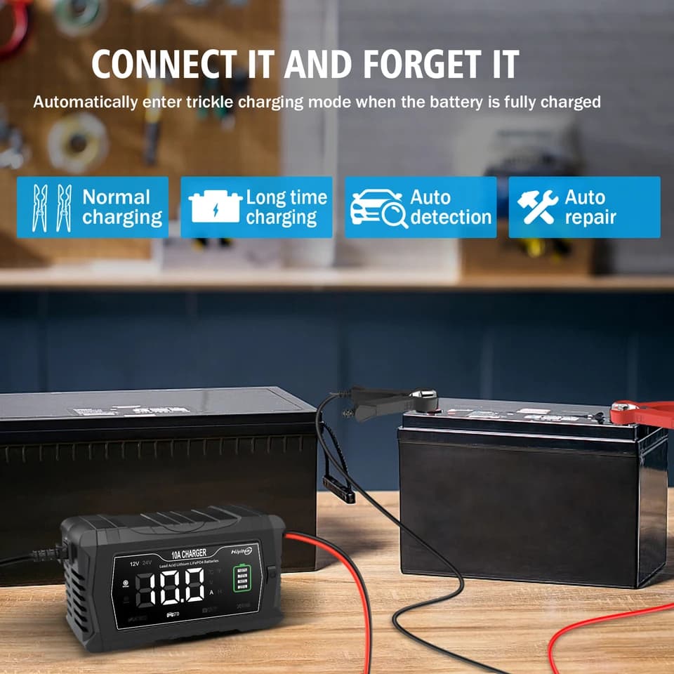 Automatic Car Battery Charger | 10A 12V/24V Multi-Chemistry | LiFePO4, AGM, Gel - Thumbnail 3
