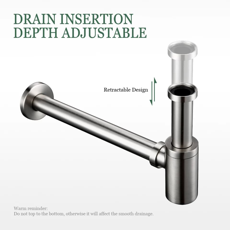 Brushed Brass Basin Waste P-Trap | Wall Mounted Bottle Siphon | UK Standard Plumbing - Thumbnail 5