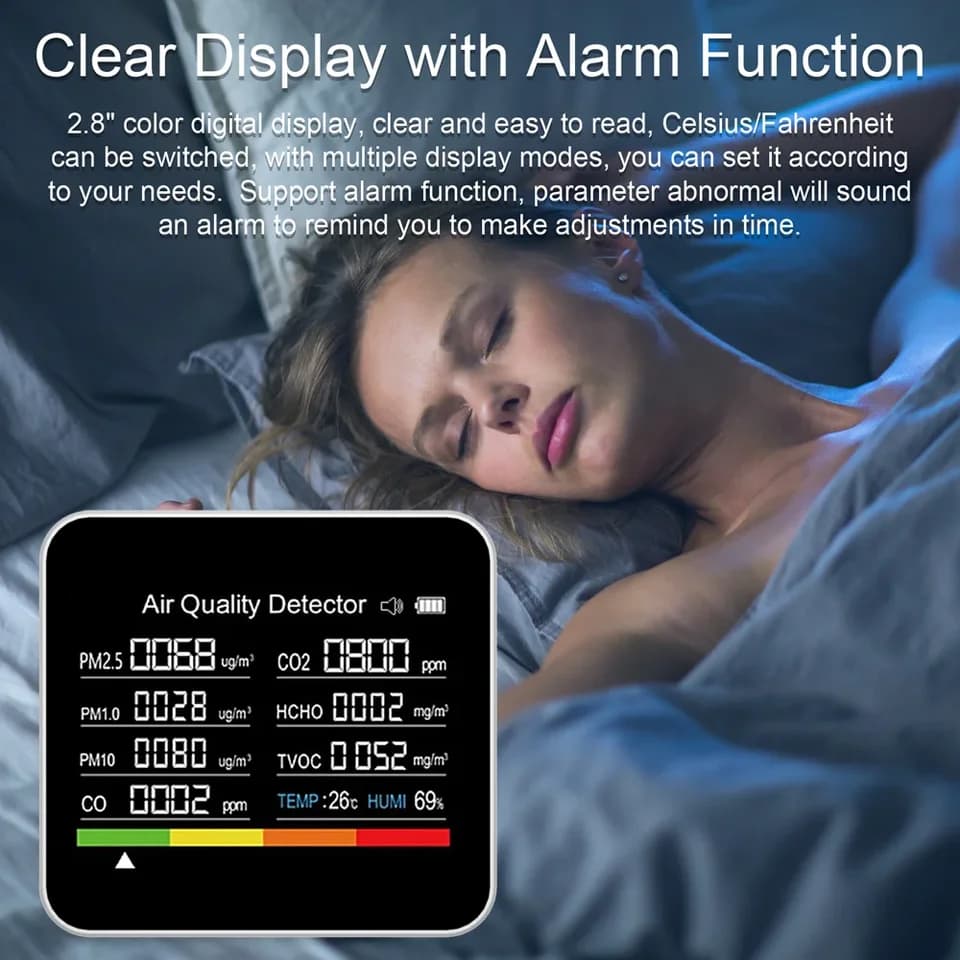 Tuya WIFI Carbon Monoxide Detector | 9-in-1 Air Quality Monitor | Real-time CO2 Meter - Thumbnail 4