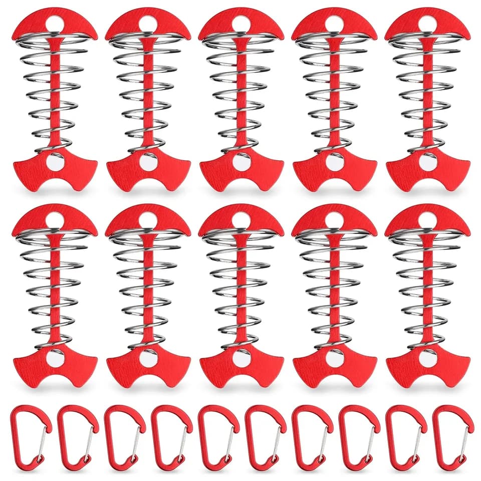 Ground Pegs for Decks | Fishbone Tent Stakes | Spring Rope Tensioner