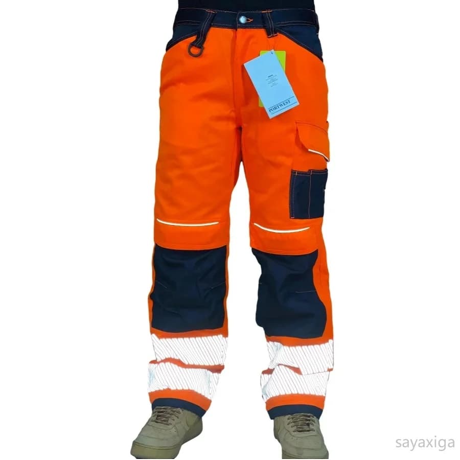 Hi-Vis Workwear Trousers | Multi-Pocket Cotton | Road Safety Cargo Pants - Thumbnail 3