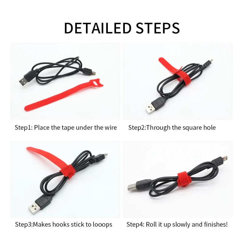 250mm Cavity Wall Ties | Reusable Hook & Loop Fastening Straps | Cord Organizer - Thumbnail 5