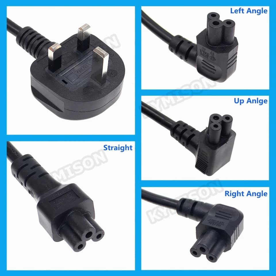 IEC C5 to UK Mains Plug Angled Extension Lead | Laptop/PC Monitor Power | 90 Degree Adapter - Thumbnail 3