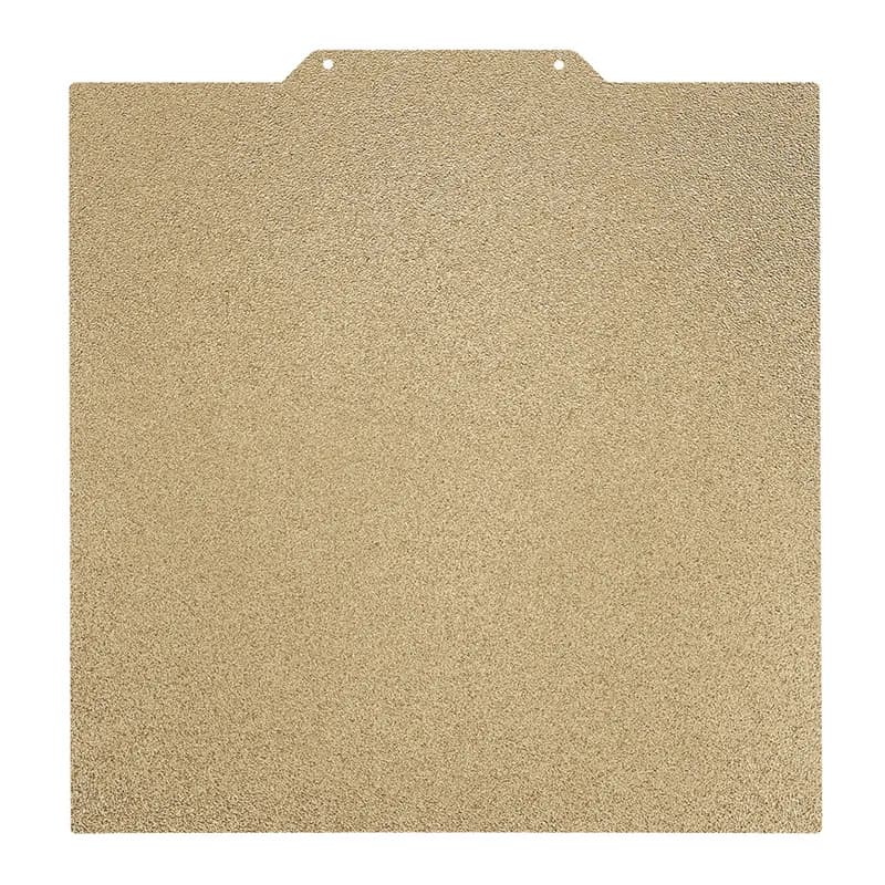 PEI Textured Build Plate for 3D Printer: a single textured rectangular plate with cutout and holes.