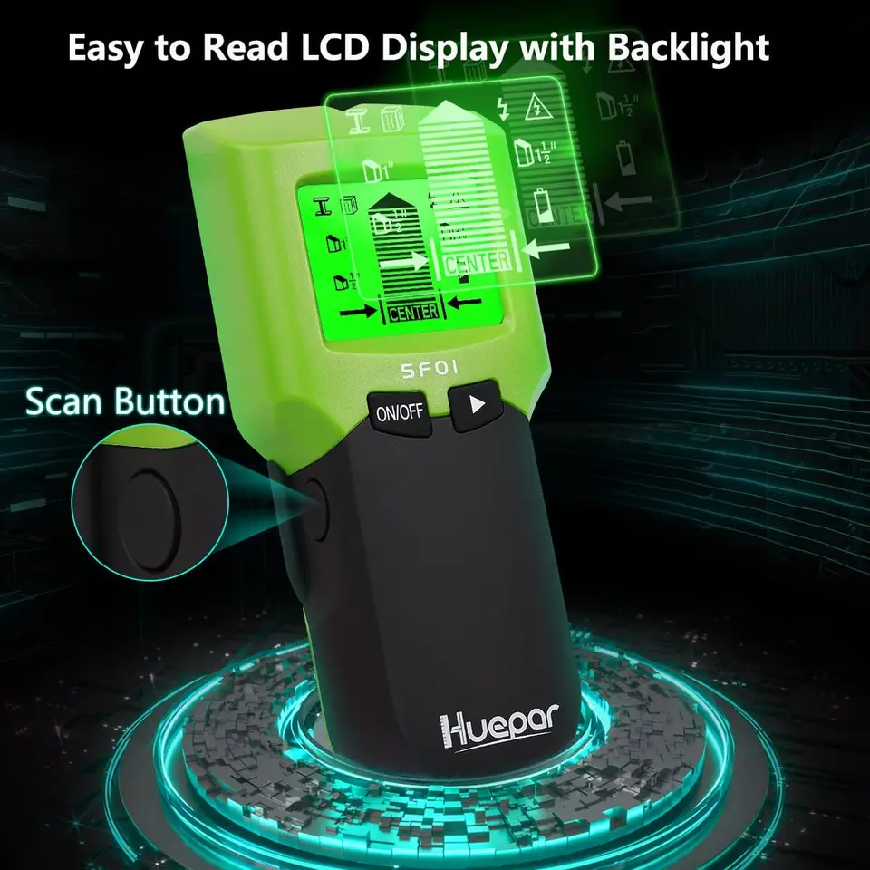 Huepar Stud Finder | 5-in-1 Wall Scanner | Wood, AC Wire & Metal Detection - Thumbnail 7
