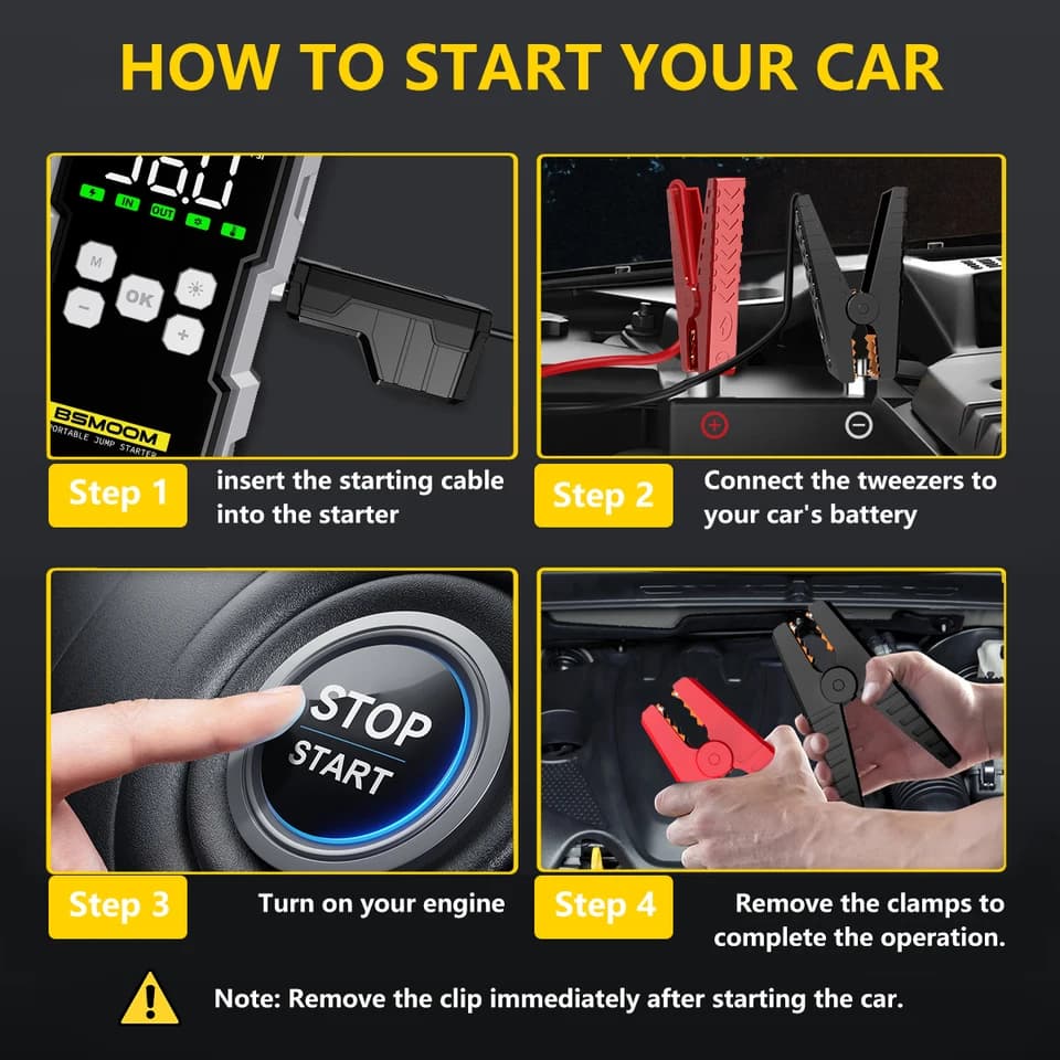 Car Starter | 6000A Jump Starter with Air Compressor | 12V Gas/10L Diesel - Thumbnail 5
