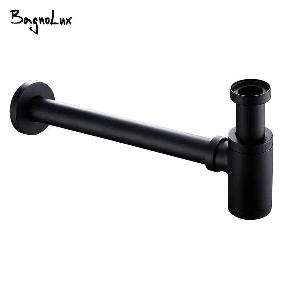 Black Bottle Trap | Matt Black Brass P-Trap | Basin Sink Siphon Kit - Thumbnail 2