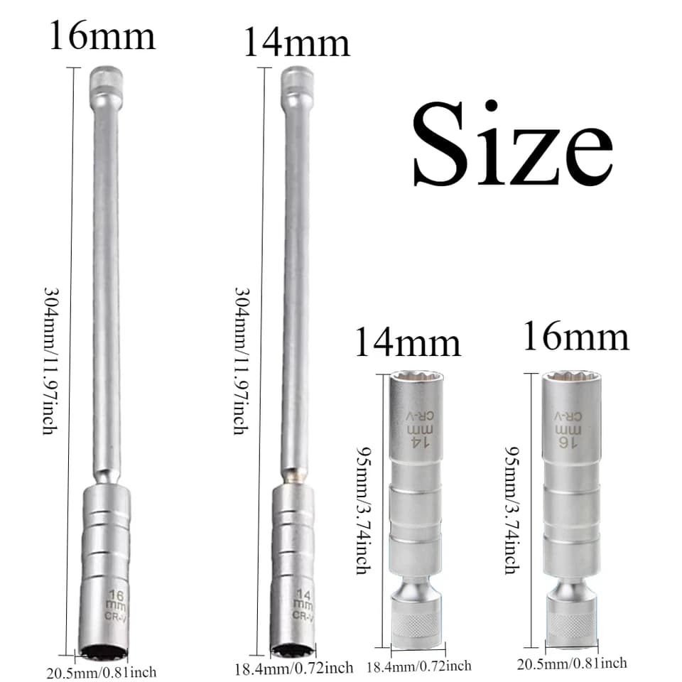 Swivel Spark Plug Socket | Thin Wall 12-Point | 14mm & 16mm Sizes - Thumbnail 3
