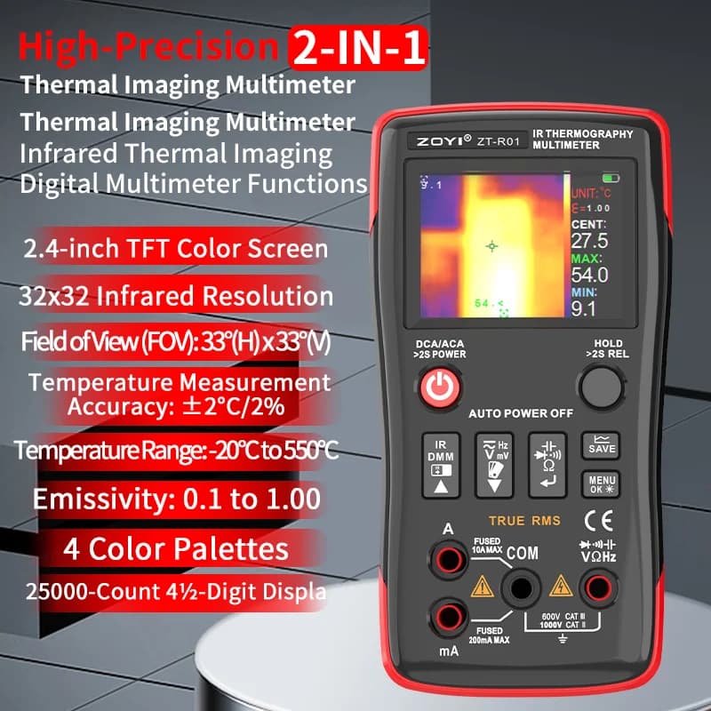 ZOYI R01 Thermal Camera & Multimeter | 2-in-1 Infrared & Electrical Tester - Thumbnail 2