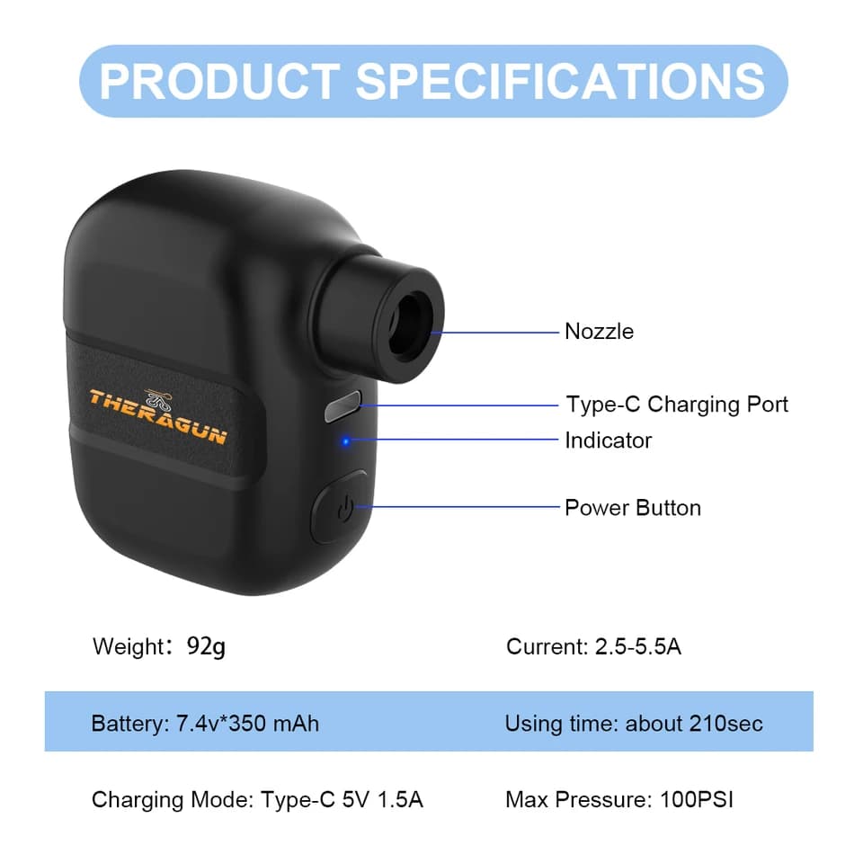 Digital Tyre Inflator | 100PSI Portable Rechargeable | Bike & Ball Pump - Thumbnail 4