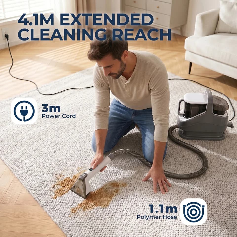 Cleaner Carpet Cleaner | 13kPa Suction & 100°C Steam | 1300W Upholstery - Thumbnail 5