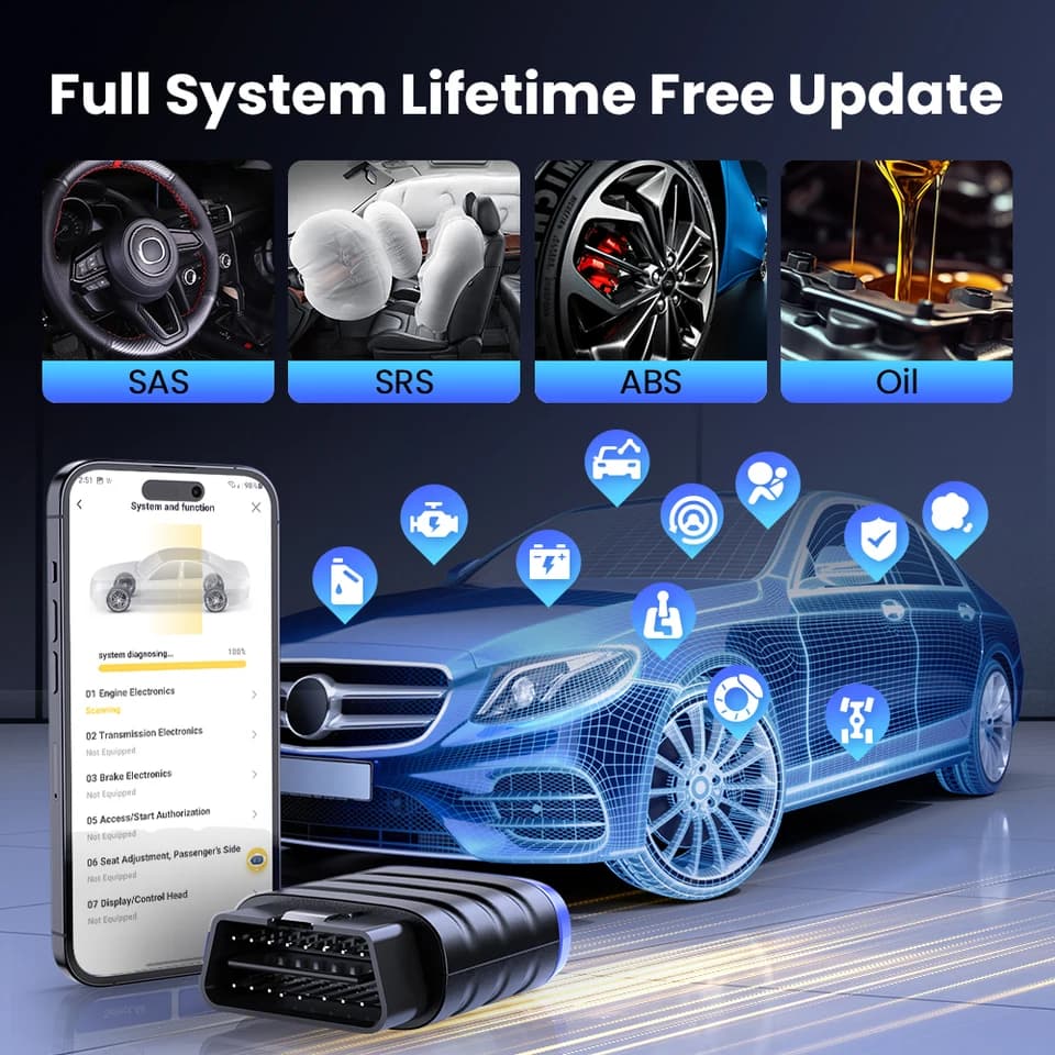 MUCAR BT200 Lite OBD2 Scanner | Full System Diagnostics | Live Data Car Fault Code Reader - Thumbnail 5