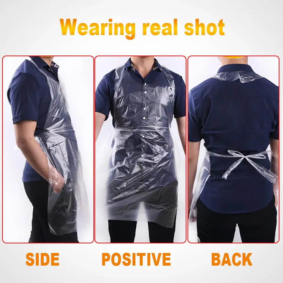 Disposable Aprons | Clear Plastic | Adults & Kids Bulk Pack - Thumbnail 3