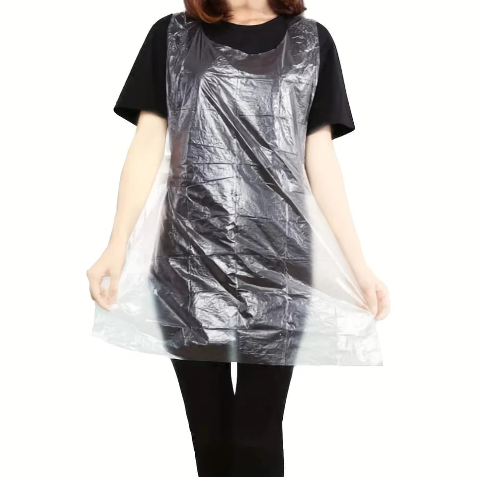 Disposable Aprons | Clear Plastic | Adults & Kids Bulk Pack - Thumbnail 2