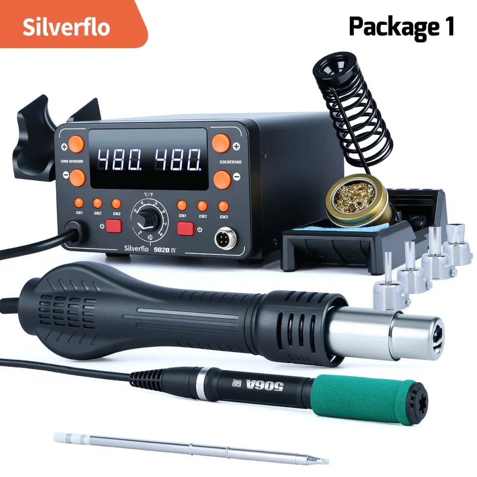 Silverflo T12 Heat Gun Soldering Station | 2-in-1 Rework & Welding | For SMD Tools - Thumbnail 2