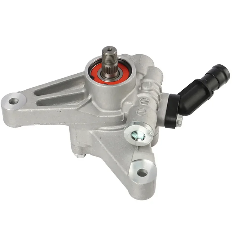 A new power steering pump for Honda and Acura vehicles, featuring a metallic finish and multiple ports.