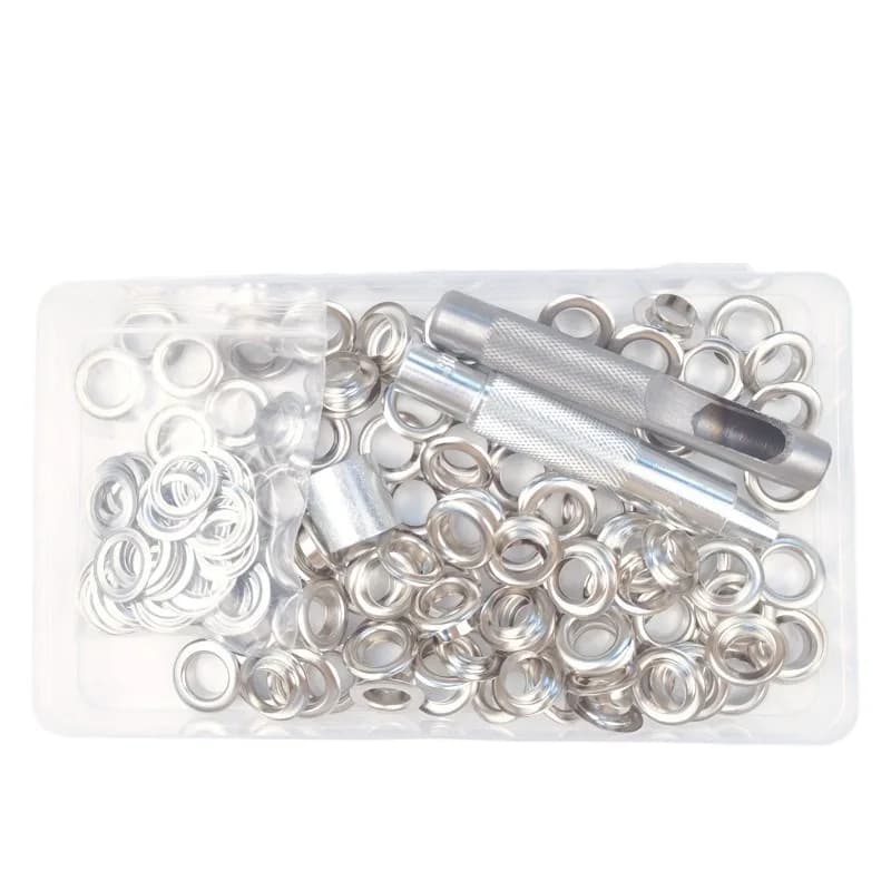 for Tarpaulin | 100pc Grommet Kit with Punch Tool | 10mm Metal - Thumbnail 5