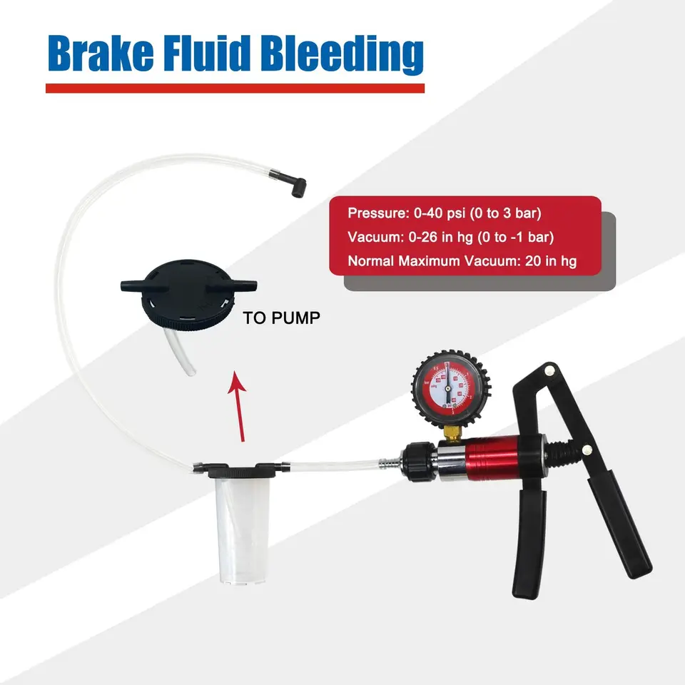 Heavy-Duty Brake Bleeder Kit | Vacuum Pump Tester | Power Steering Fluid Change - Thumbnail 3