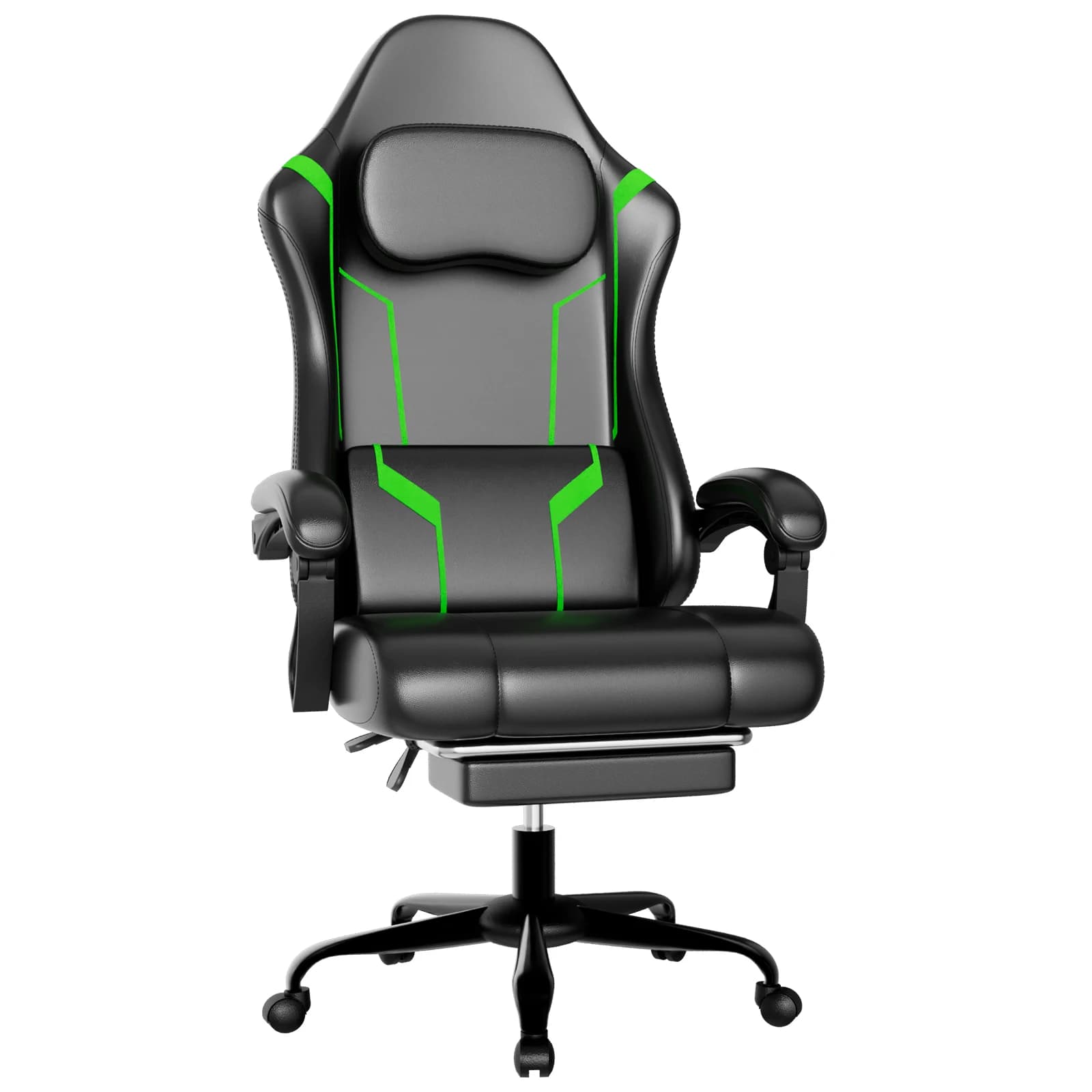 Ergonomic electronic gaming chair with pocket spring padding, adjustable footrest, and height adjustment for comfortable computer use.