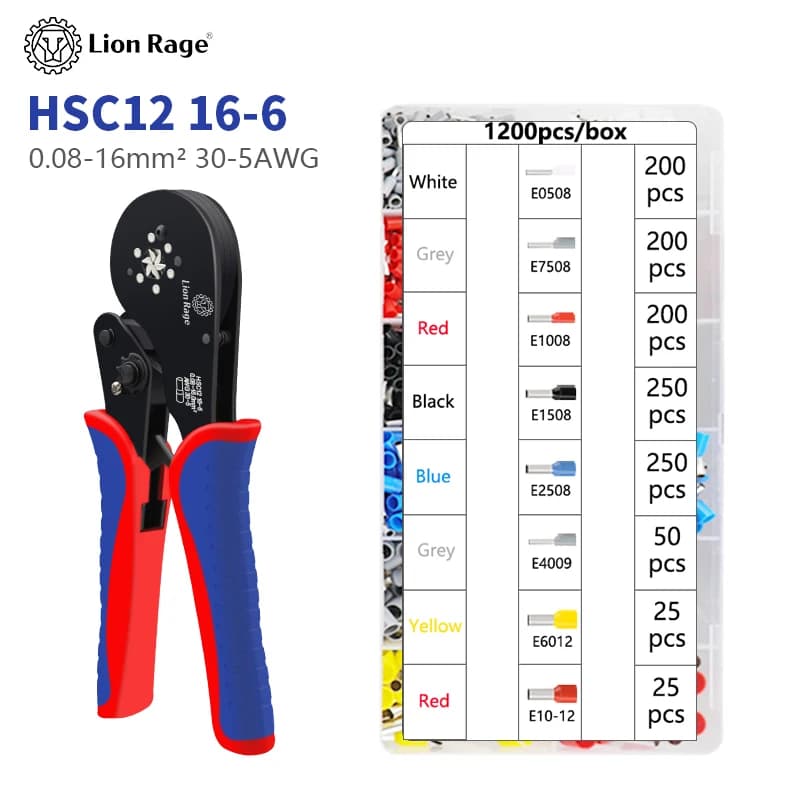 Crimping Tool HSC12 0.08-16mm² | Small Terminal Plier Kit | Electrical Fixture - Thumbnail 2