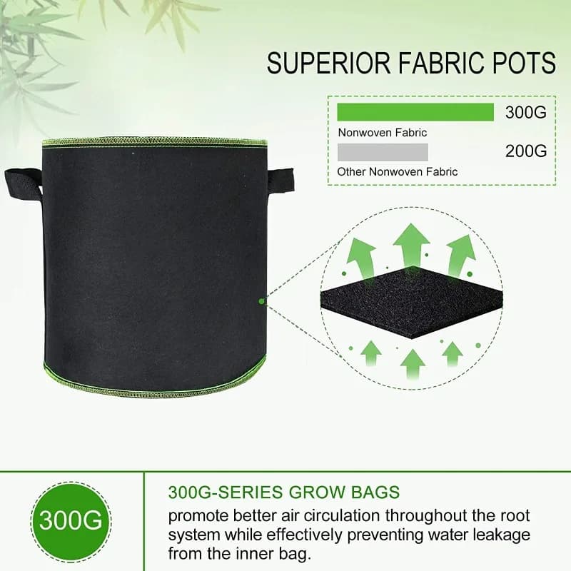 Plant Grow Bags | Thickened Non-Woven Aeration Fabric | With Handles, 2-10 Gallon - Thumbnail 2