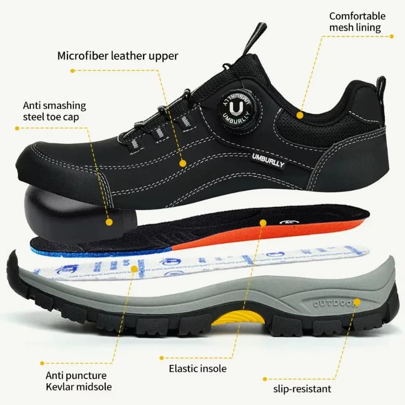 Black Leather Safety Wellington Boots | Steel Toe & Midsole | Industrial Workwear - Thumbnail 3