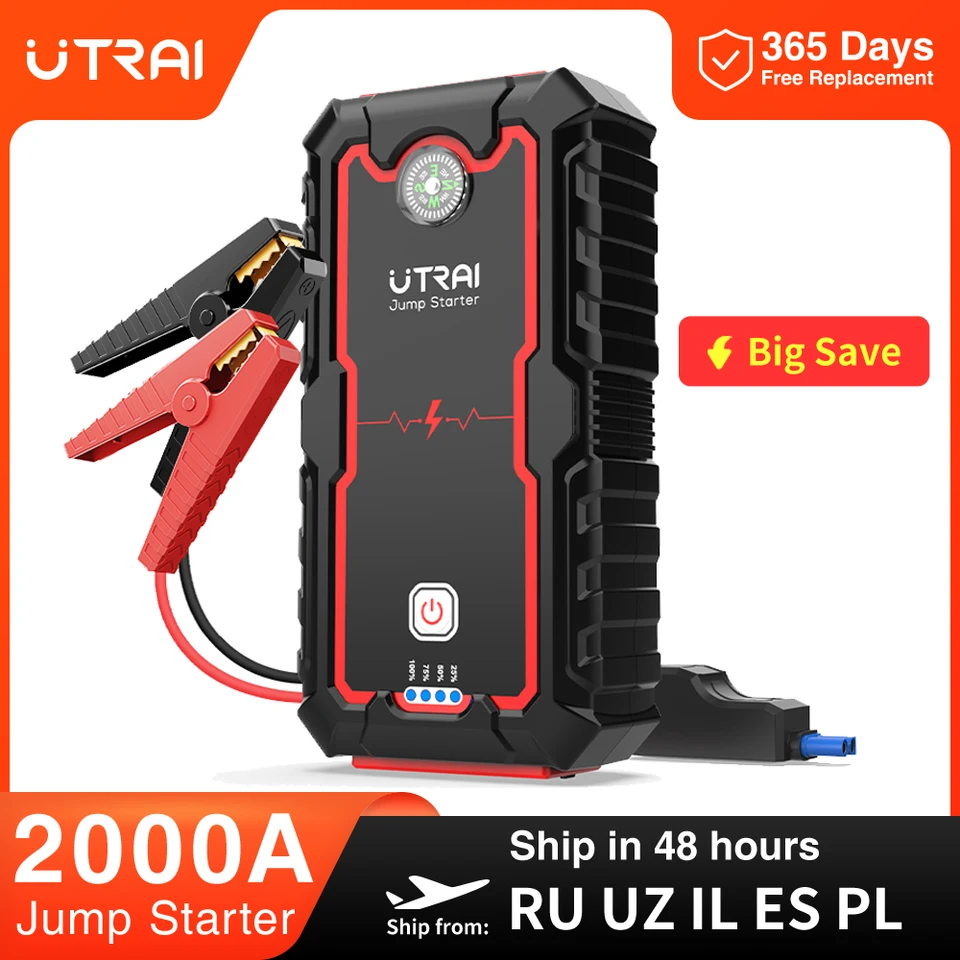 UTRAI Jump Starter | 2000A Portable Car Battery Starter | 12V Emergency Booster - Thumbnail 2