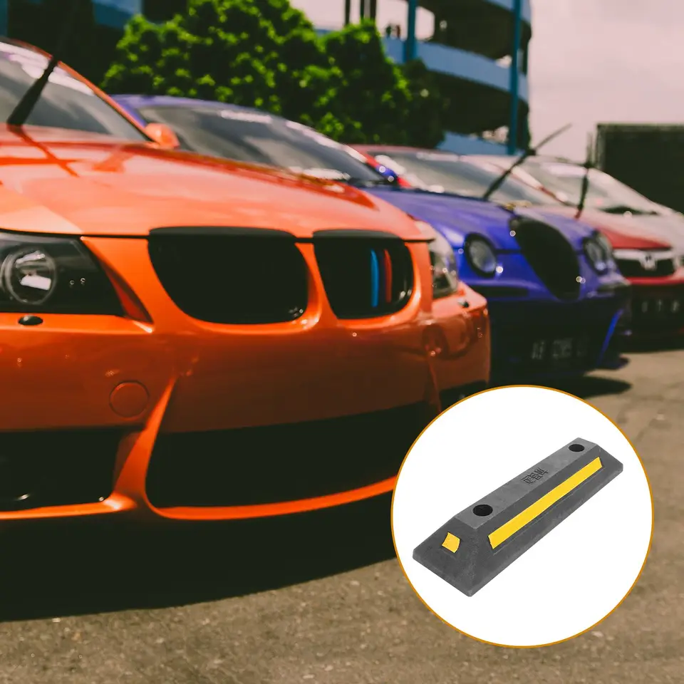 Heavy-Duty Rubber Wheel Chocks | Garage Parking Guide | Tire Stopper Set - Thumbnail 3