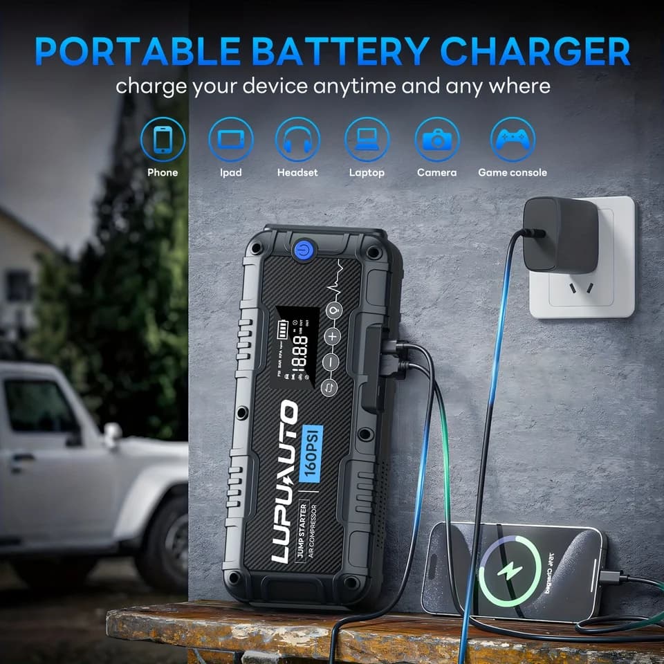 4000A Jump Starter | 4-in-1 Portable Car Battery Charger & Tyre Inflator - Thumbnail 6