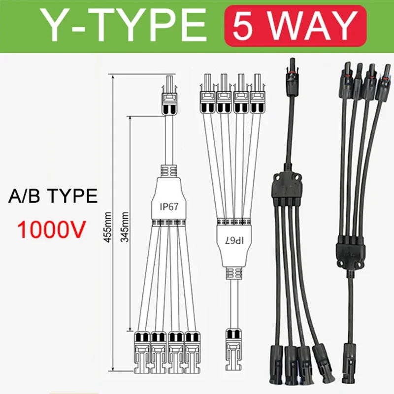 Solar Panel Y Connector | 1000V Parallel Adapter | 30A 1-to-4 Plug Splitter - Thumbnail 4