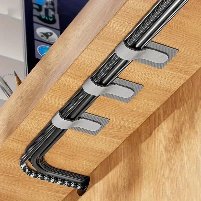 Cable Ties | Self-Adhesive Hook & Loop Straps | Desk Cord Organizer - Thumbnail 3
